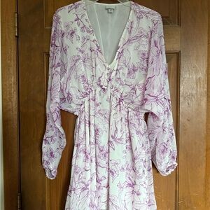 a new day Long Sleeve Floral Dress in Purple and White